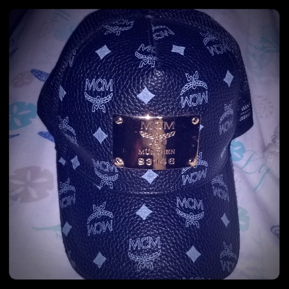 MCM Black Leather snapback